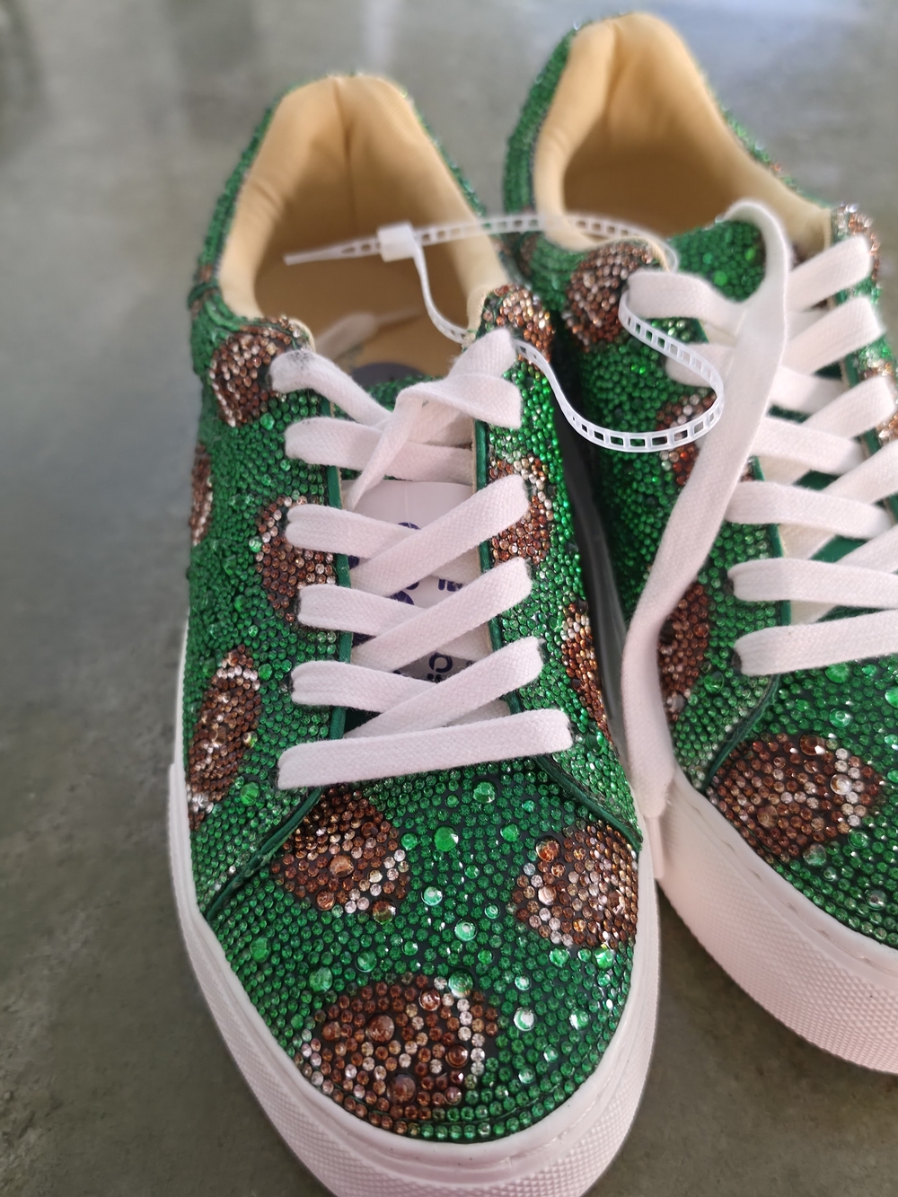 Football Inspired Betsey Johnsom Rhinestones Platform Sneakers  Size 6 - Picture 4 of 5
